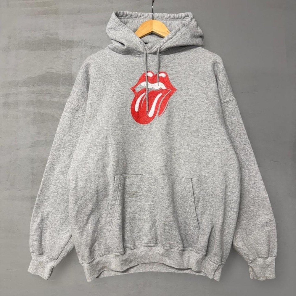 Vintage B&E Sport Rolling Stones 2004 Hoodie Gray Tongue Graphic Pullover XL